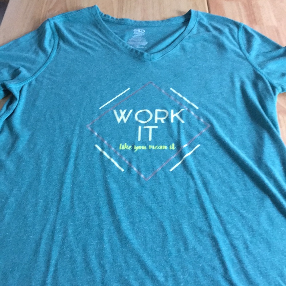 Athletic v-neck T-shirt. Cotton / polyester blend